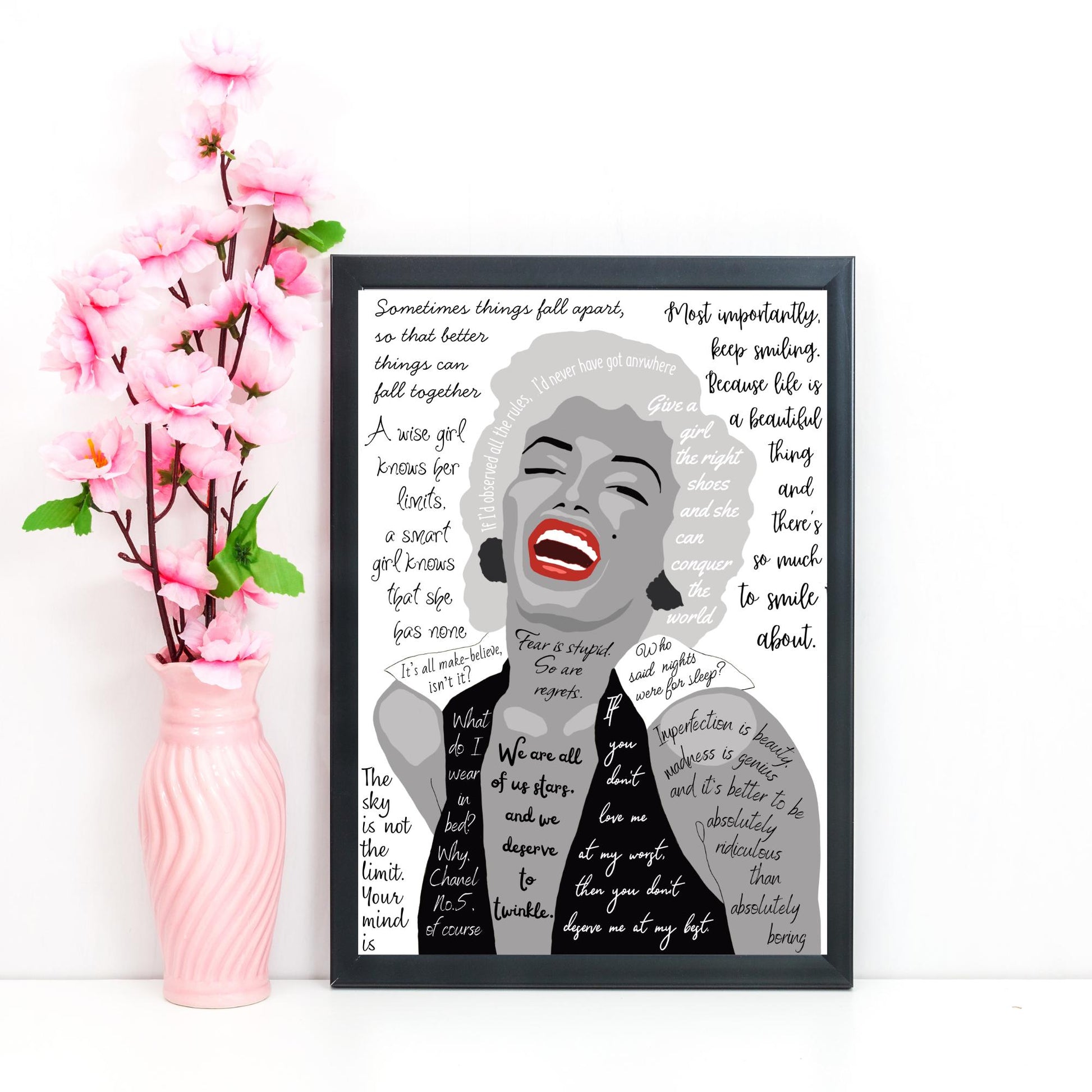 Marilyn Monroe Wall Art, Quote Poster, A4 Print, Norma Jean, 50's Decor