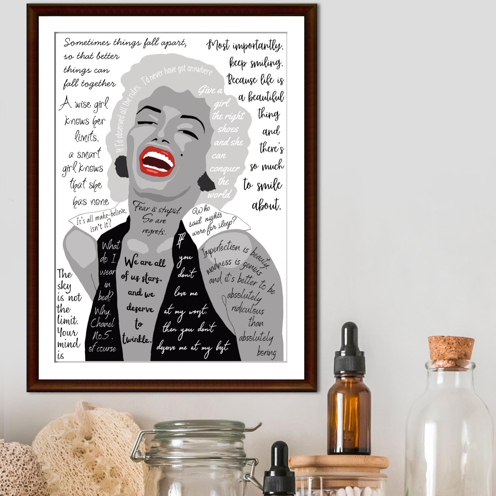 Marilyn Monroe Wall Art, Quote Poster, A4 Print, Norma Jean, 50's Decor