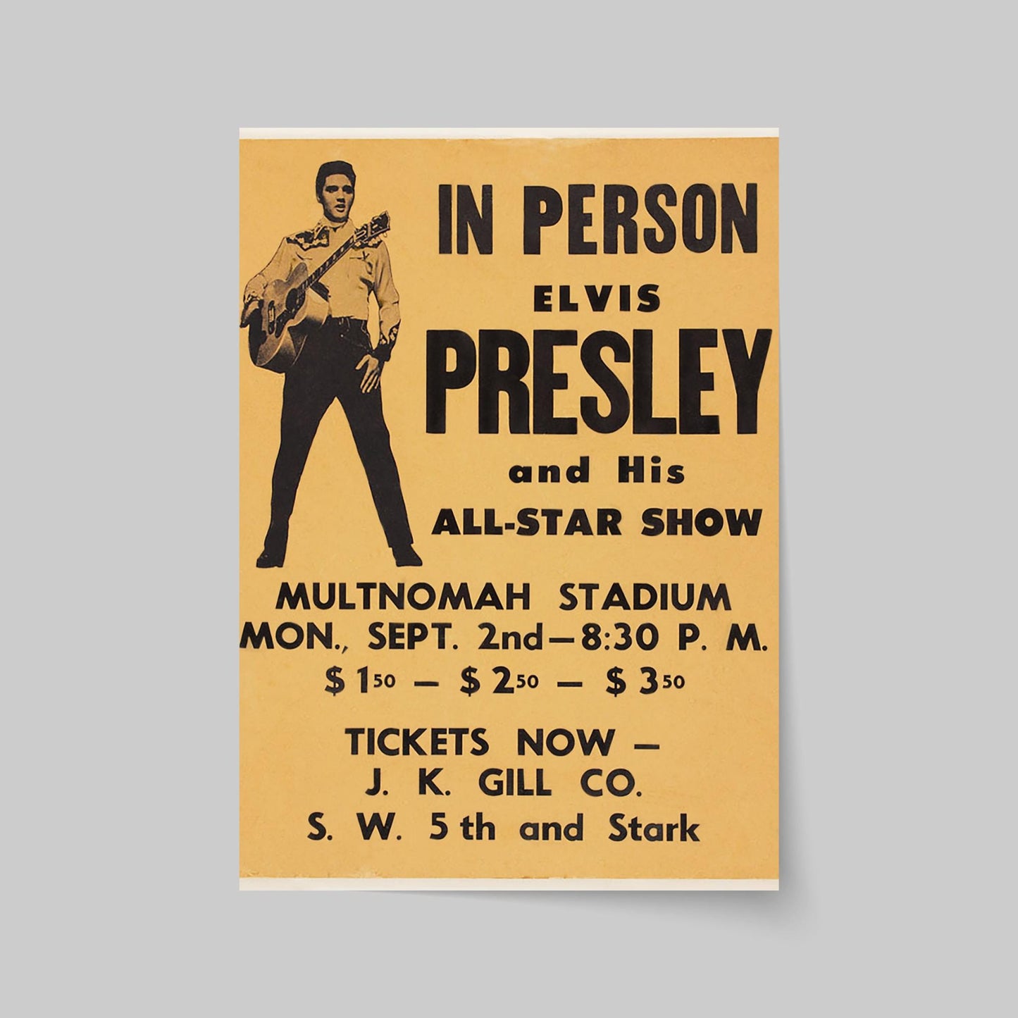 Elvis Presley Wall Art, Vintage Style Show Poster, A4 Print, 50's Decor