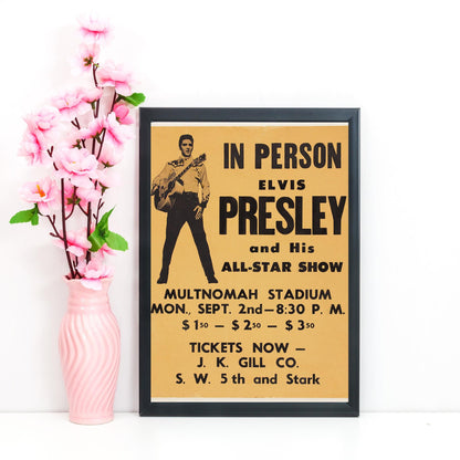Elvis Presley Wall Art, Vintage Style Show Poster, A4 Print, 50's Decor