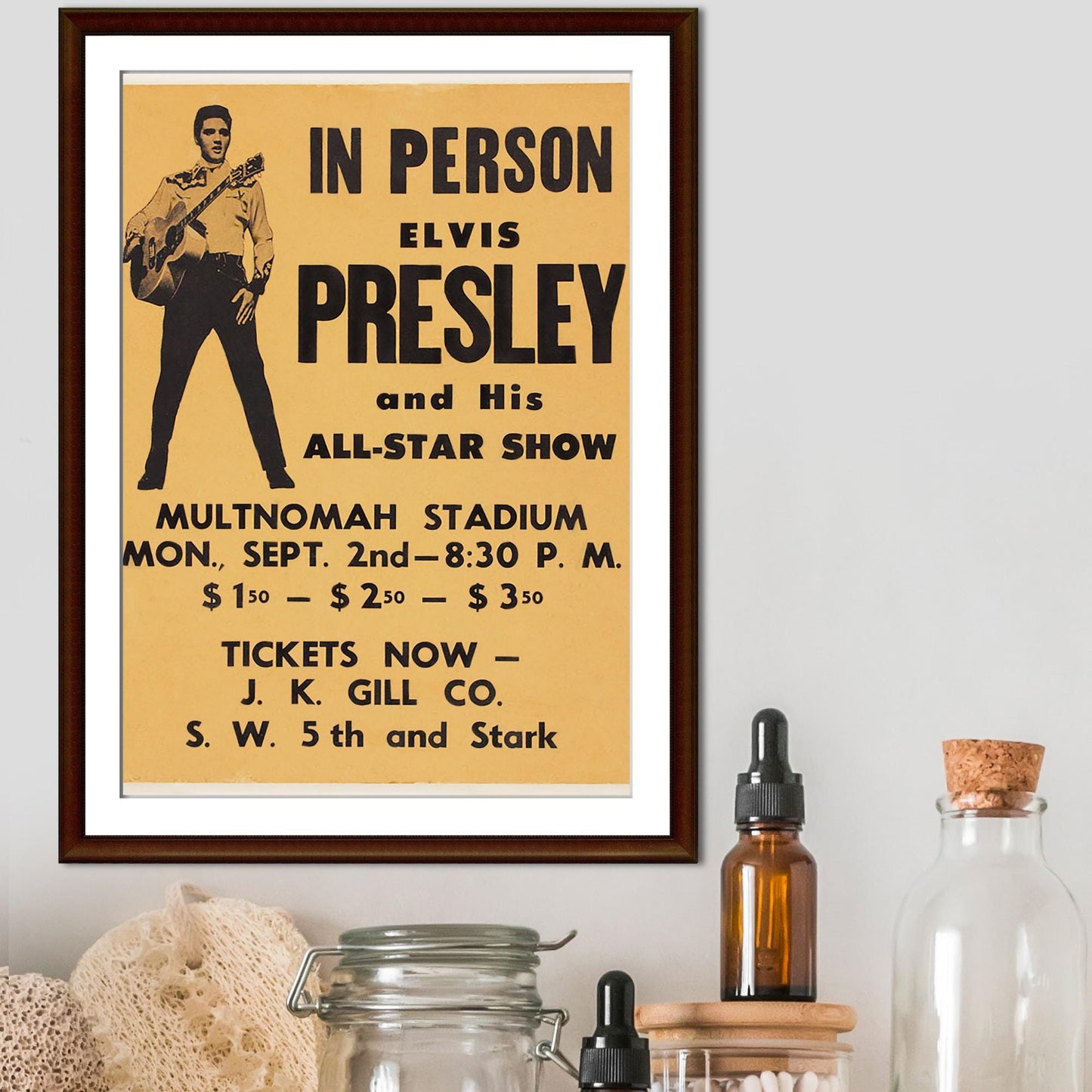 Elvis Presley Wall Art, Vintage Style Show Poster, A4 Print, 50's Decor