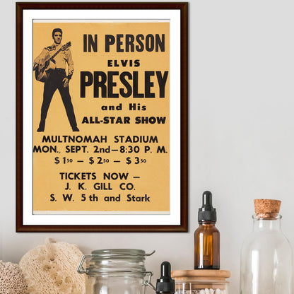 Elvis Presley Wall Art, Vintage Style Show Poster, A4 Print, 50's Decor