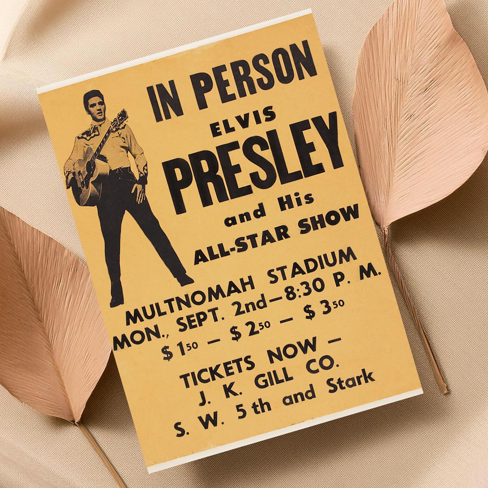 Elvis Presley Wall Art, Vintage Style Show Poster, A4 Print, 50's Decor