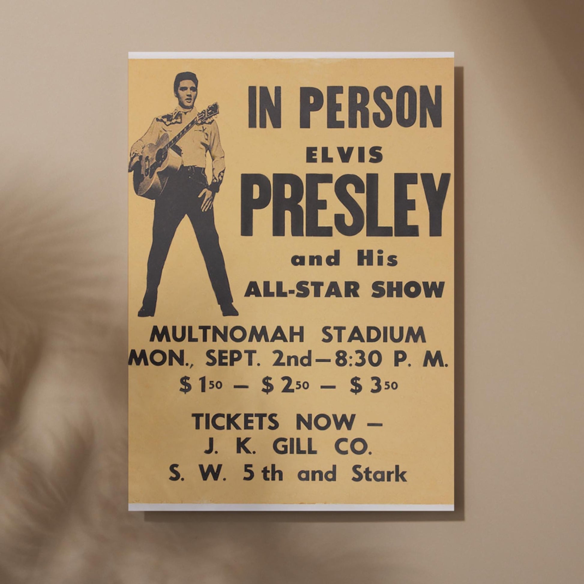 Elvis Presley Wall Art, Vintage Style Show Poster, A4 Print, 50's Decor