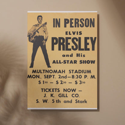 Elvis Presley Wall Art, Vintage Style Show Poster, A4 Print, 50's Decor