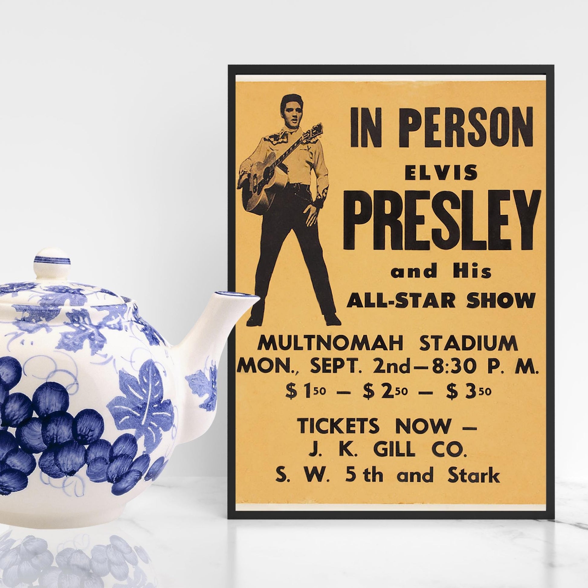 Elvis Presley Wall Art, Vintage Style Show Poster, A4 Print, 50's Decor