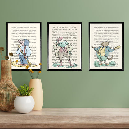 Wind in the Willows Inspired Book Prints, Choice of Characters, Literary A4 Poster, Book Wall Art