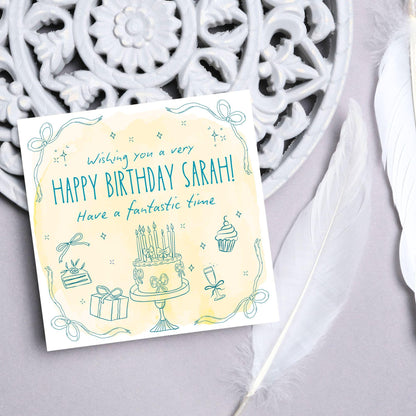 Personalised Birthday Card, Card for Sister, Girly Card, Choice of Colours and Messages, Card for Friend