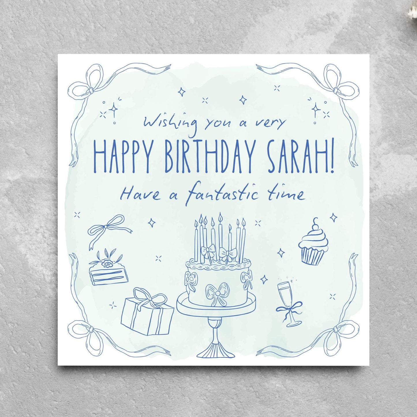 Personalised Birthday Card, Card for Sister, Girly Card, Choice of Colours and Messages, Card for Friend