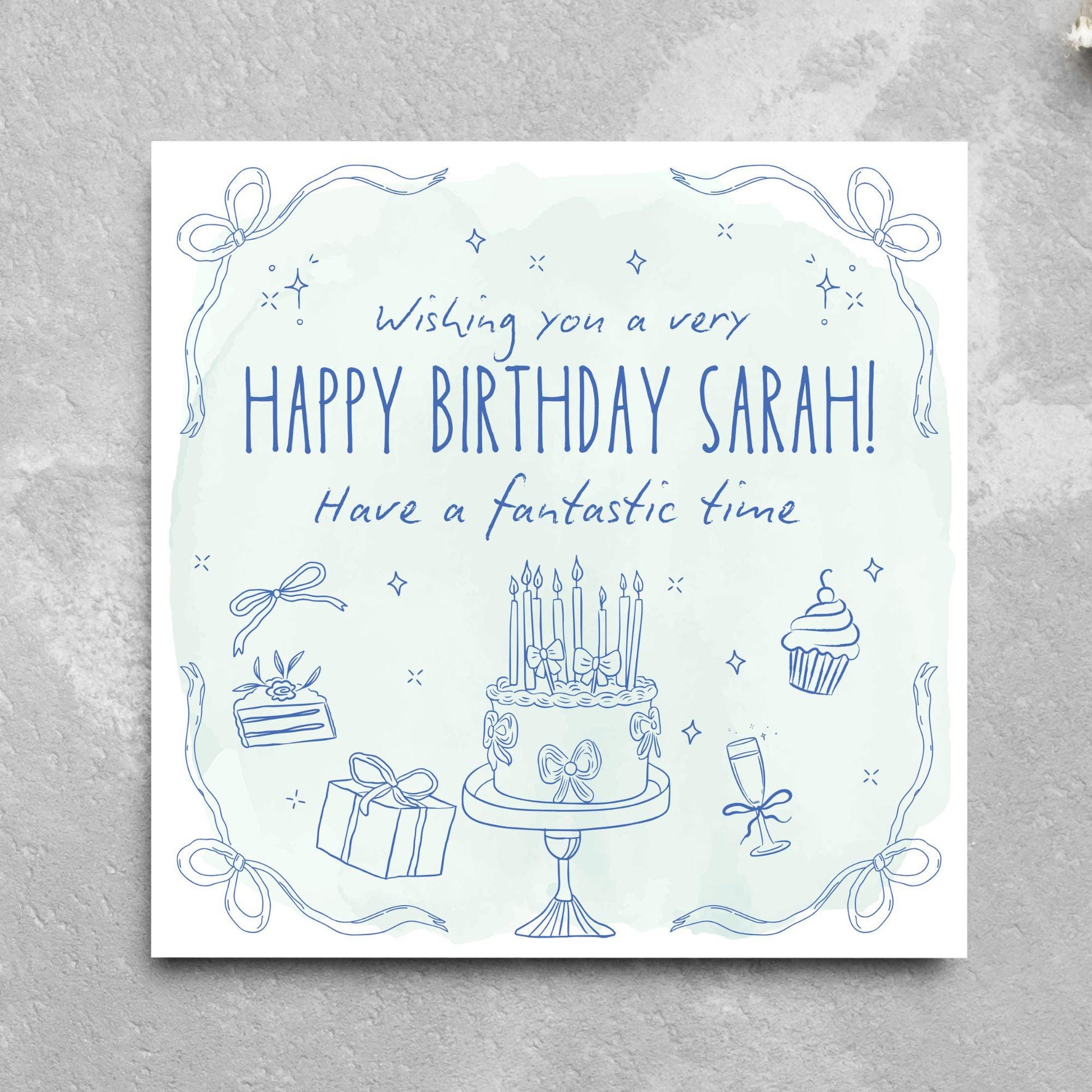 Personalised Birthday Card, Card for Sister, Girly Card, Choice of Colours and Messages, Card for Friend