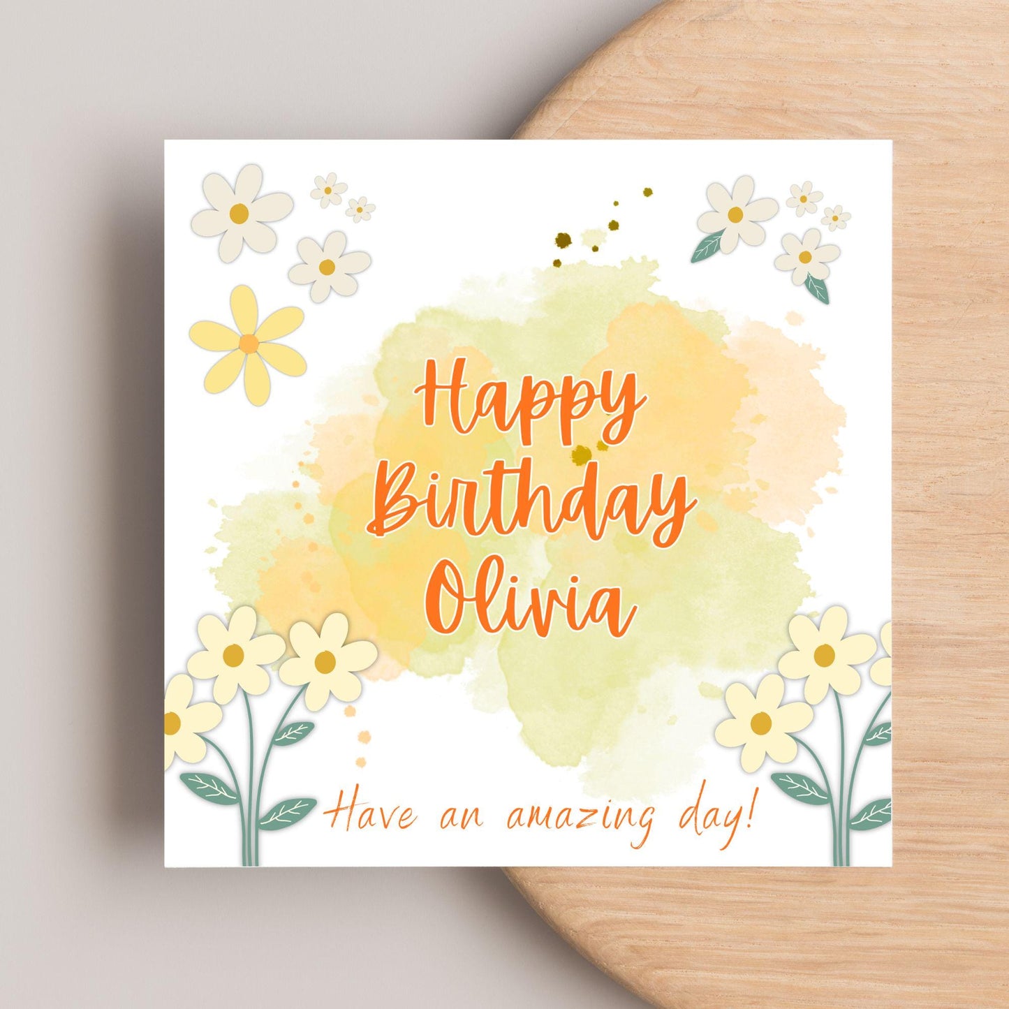Personalised Birthday Card, Card for Sister, Girly Card, Choice of Colours, Card for Friend, Name Card, Happy Birthday