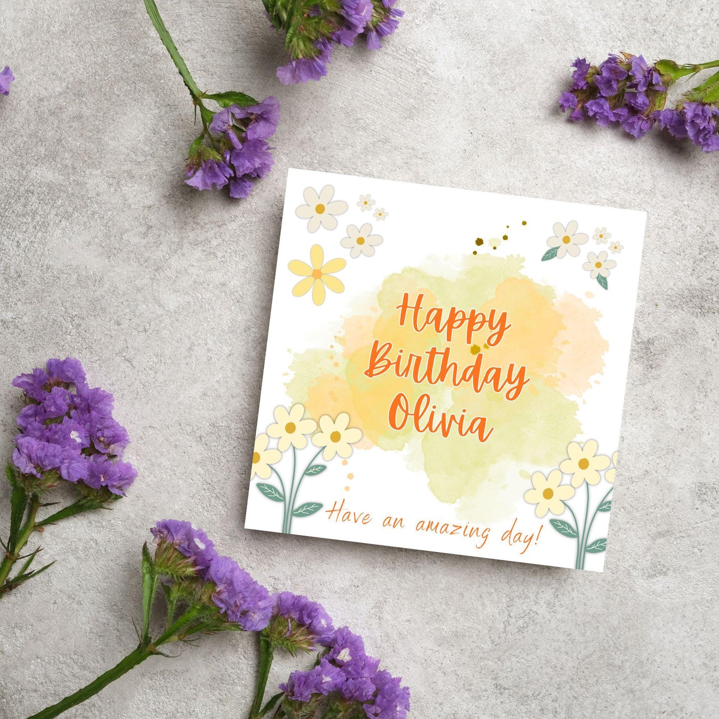 Personalised Birthday Card, Card for Sister, Girly Card, Choice of Colours, Card for Friend, Name Card, Happy Birthday