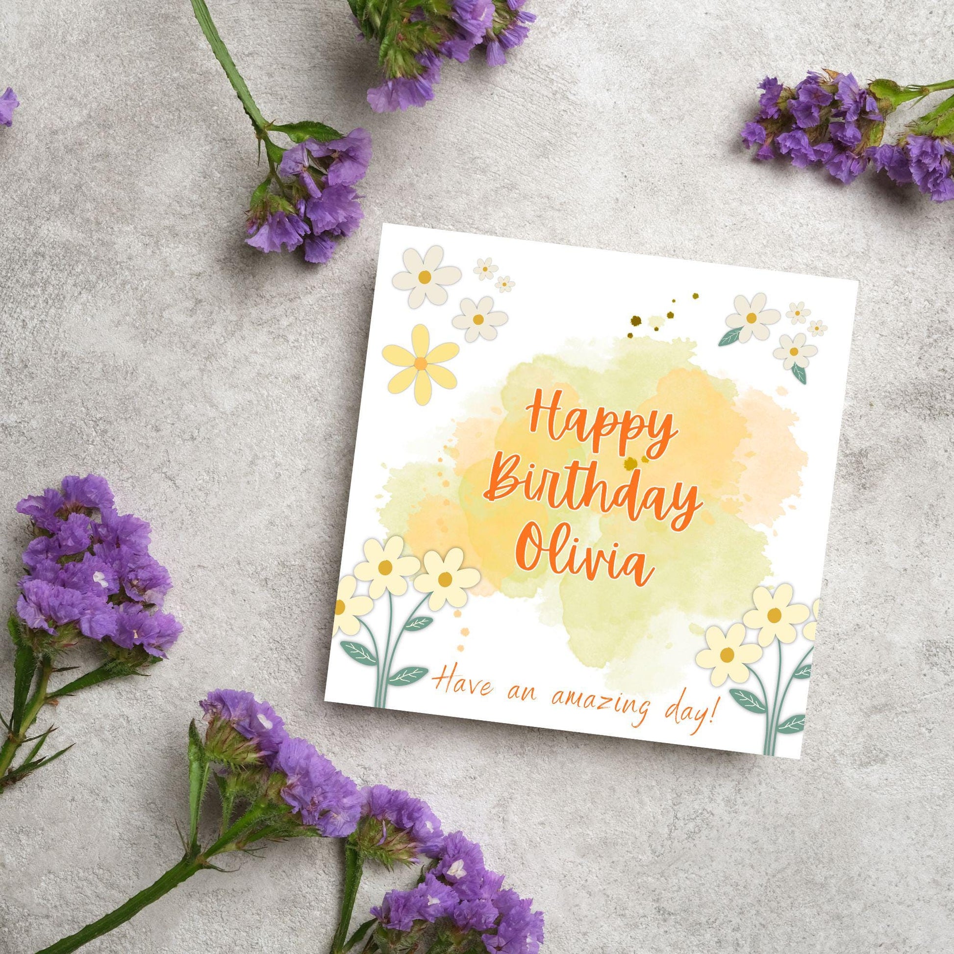 Personalised Birthday Card, Card for Sister, Girly Card, Choice of Colours, Card for Friend, Name Card, Happy Birthday