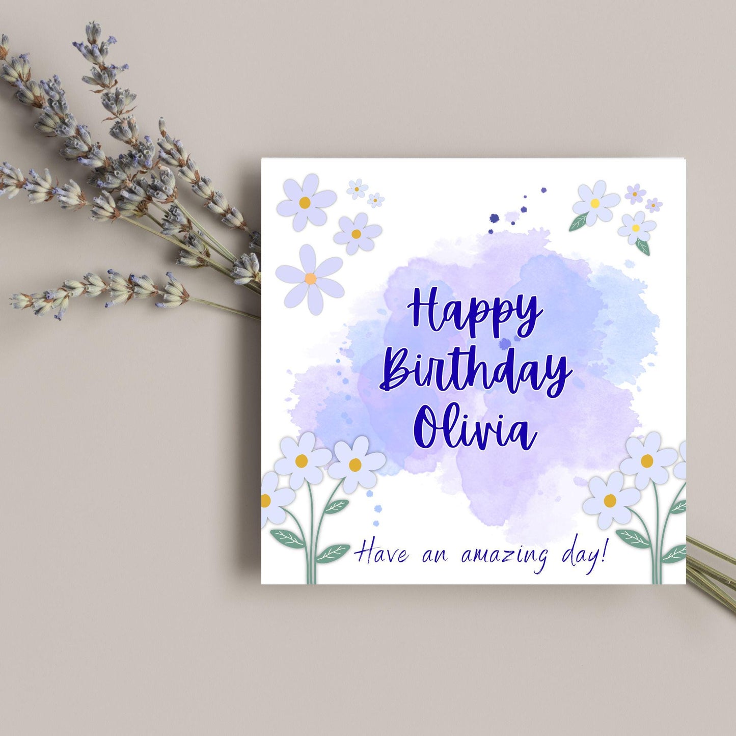 Personalised Birthday Card, Card for Sister, Girly Card, Choice of Colours, Card for Friend, Name Card, Happy Birthday