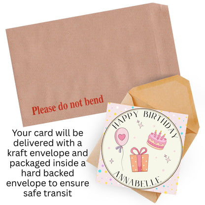 Personalised Birthday Card, Sister, Friend, Name, Choice of Colours