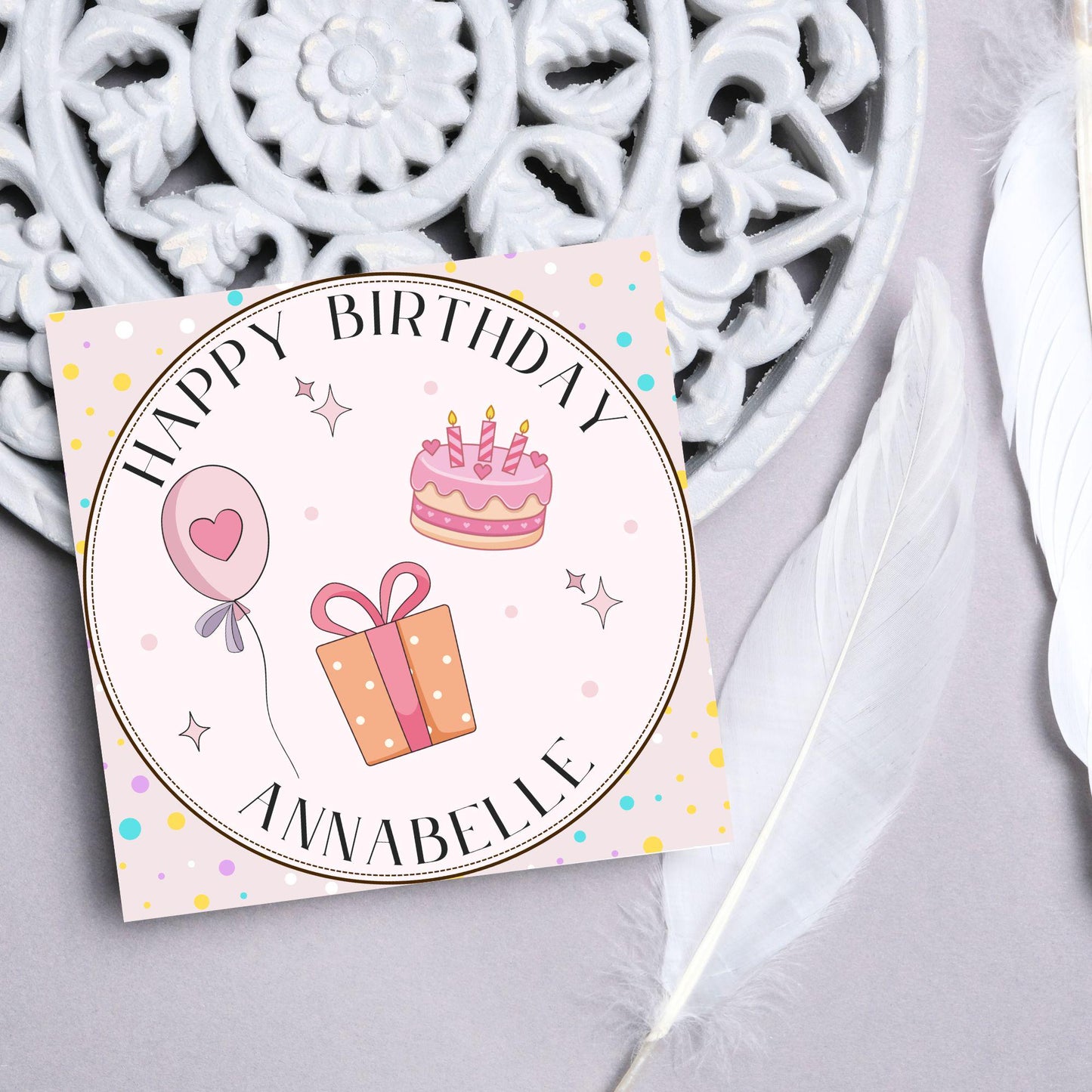 Personalised Birthday Card, Sister, Friend, Name, Choice of Colours