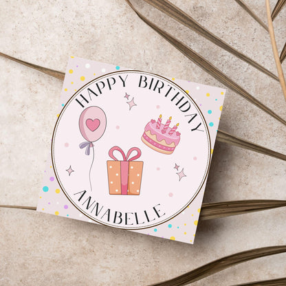 Personalised Birthday Card, Sister, Friend, Name, Choice of Colours