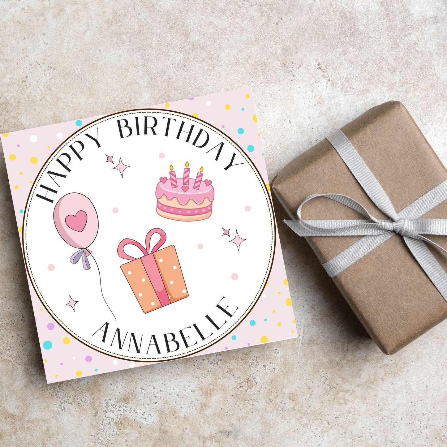 Personalised Birthday Card, Sister, Friend, Name, Choice of Colours