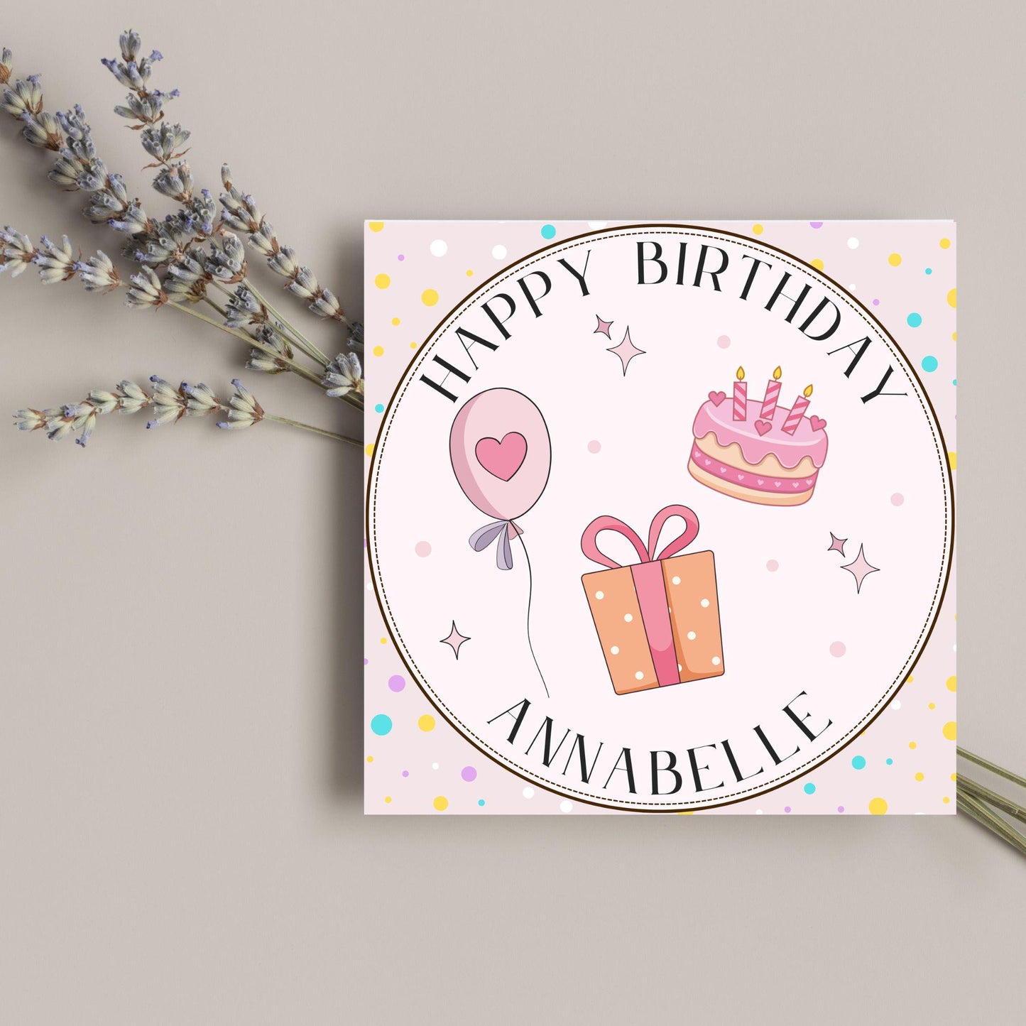 Personalised Birthday Card, Sister, Friend, Name, Choice of Colours