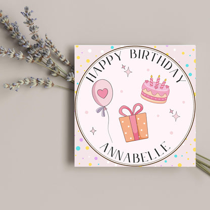 Personalised Birthday Card, Sister, Friend, Name, Choice of Colours