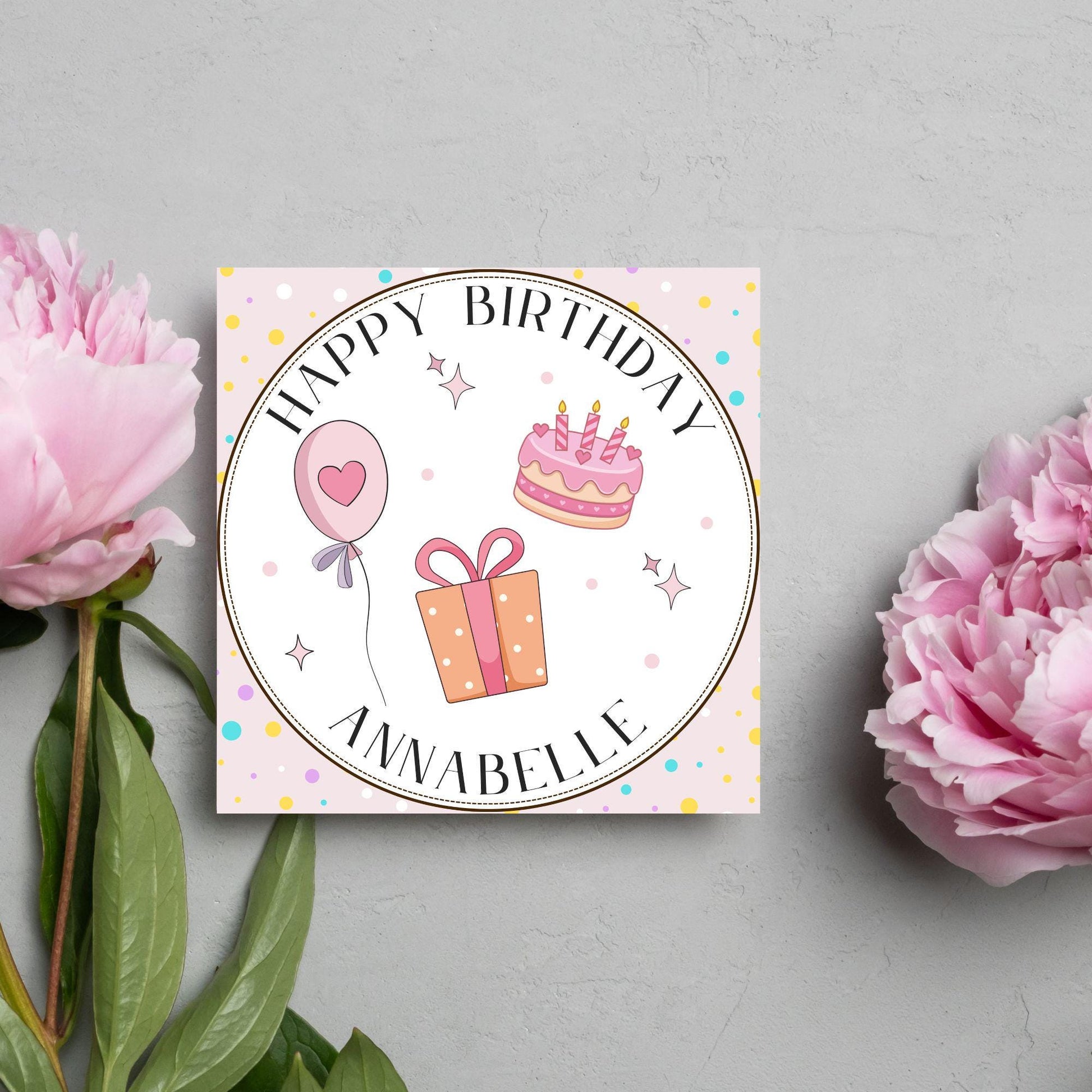 Personalised Birthday Card, Sister, Friend, Name, Choice of Colours