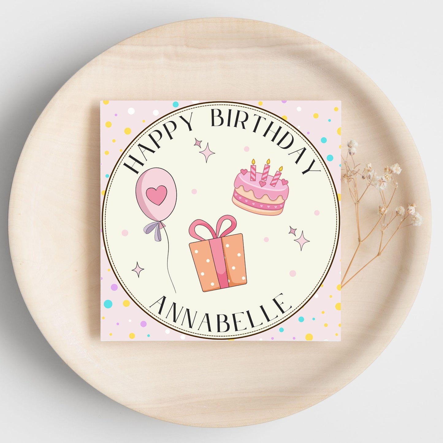 Personalised Birthday Card, Sister, Friend, Name, Choice of Colours