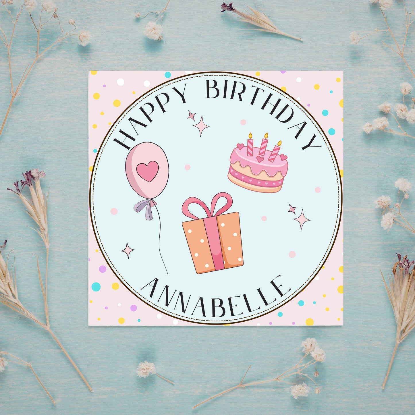 Personalised Birthday Card, Sister, Friend, Name, Choice of Colours