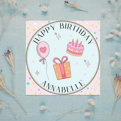 Personalised Birthday Card, Sister, Friend, Name, Choice of Colours