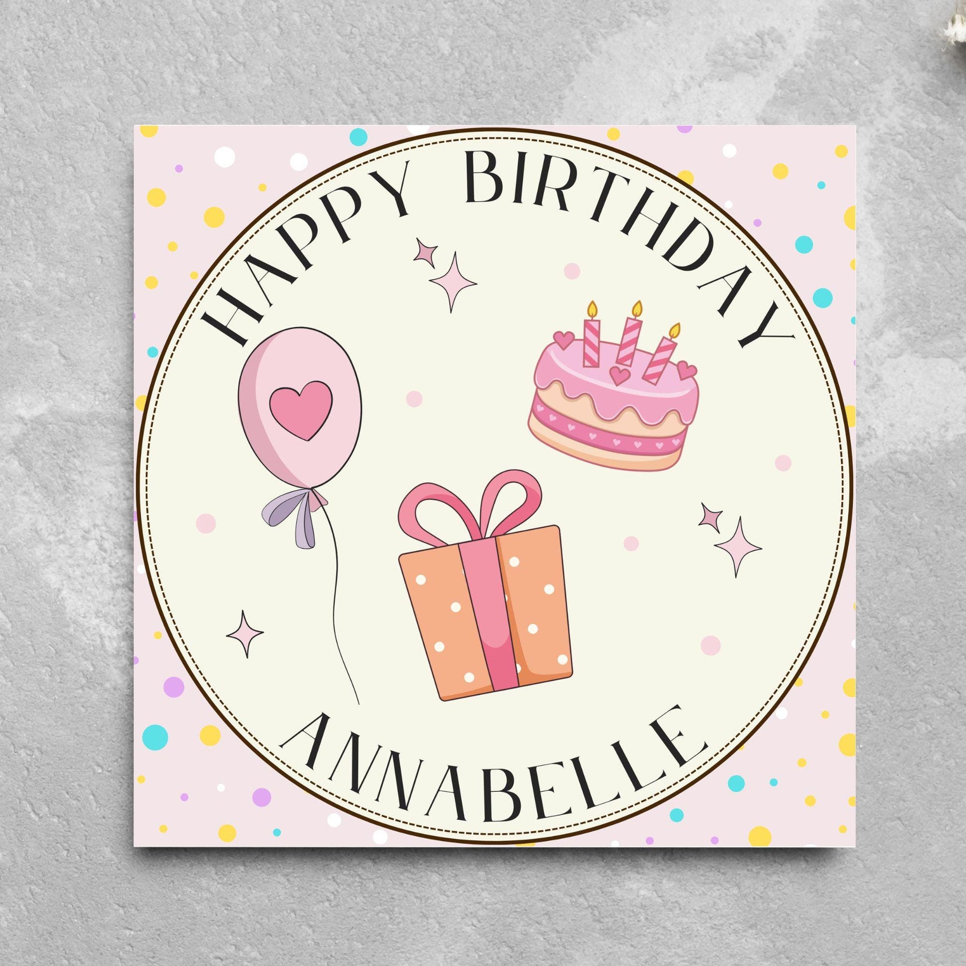 Personalised Birthday Card, Sister, Friend, Name, Choice of Colours