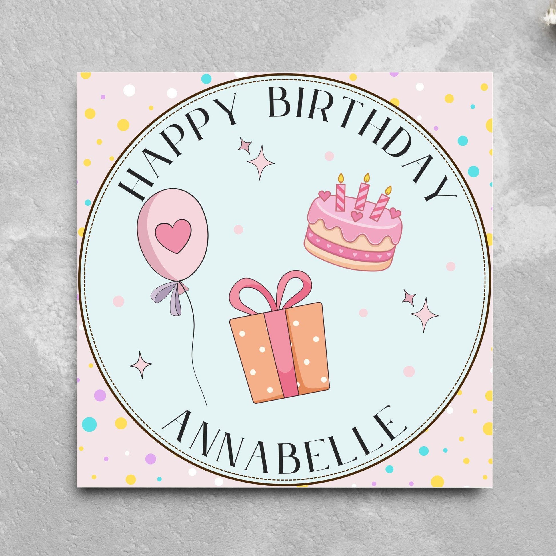 Personalised Birthday Card, Sister, Friend, Name, Choice of Colours