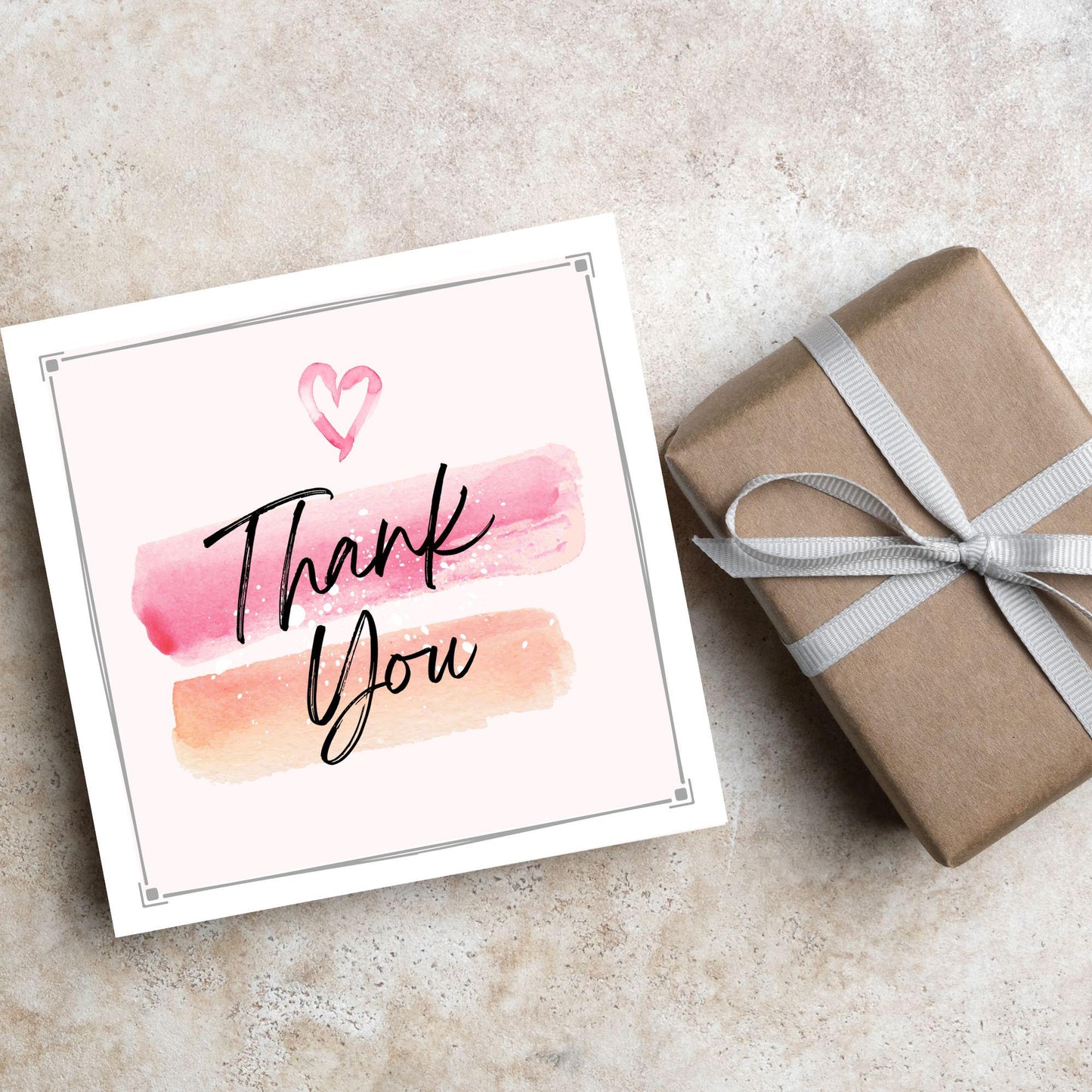 Thank You Card, Multiple Colour Options, Thanks card for Friend, Gratititude, Watercolour Design