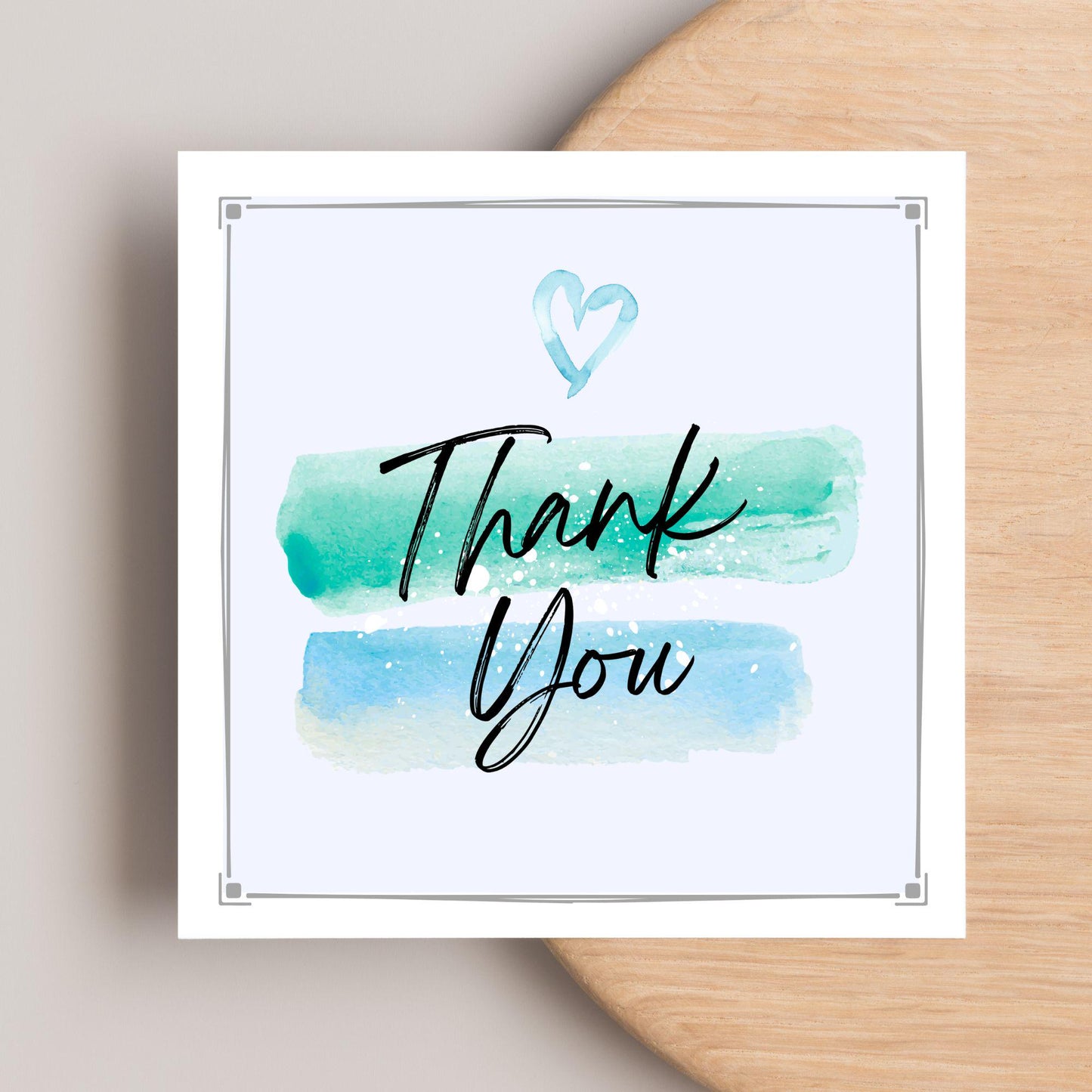 Thank You Card, Multiple Colour Options, Thanks card for Friend, Gratititude, Watercolour Design