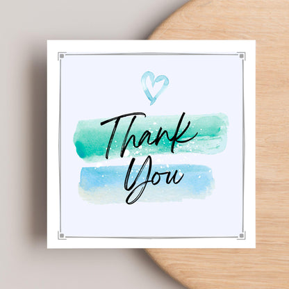 Thank You Card, Multiple Colour Options, Thanks card for Friend, Gratititude, Watercolour Design
