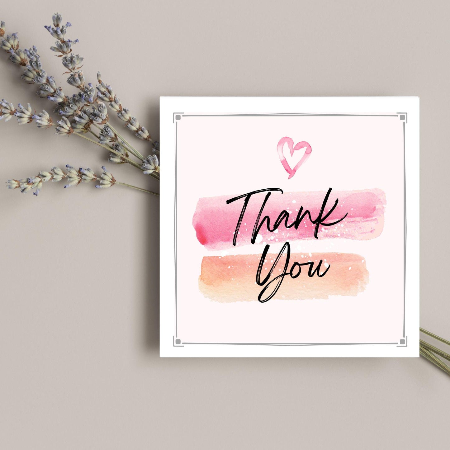 Thank You Card, Multiple Colour Options, Thanks card for Friend, Gratititude, Watercolour Design