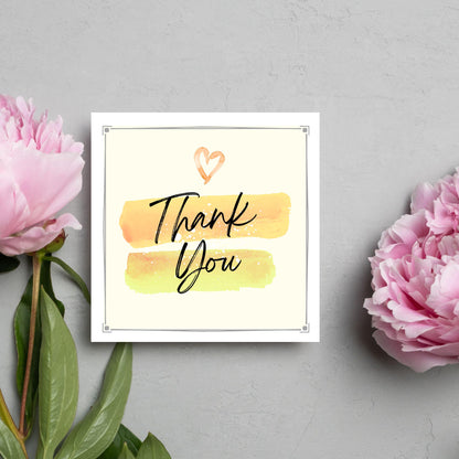 Thank You Card, Multiple Colour Options, Thanks card for Friend, Gratititude, Watercolour Design
