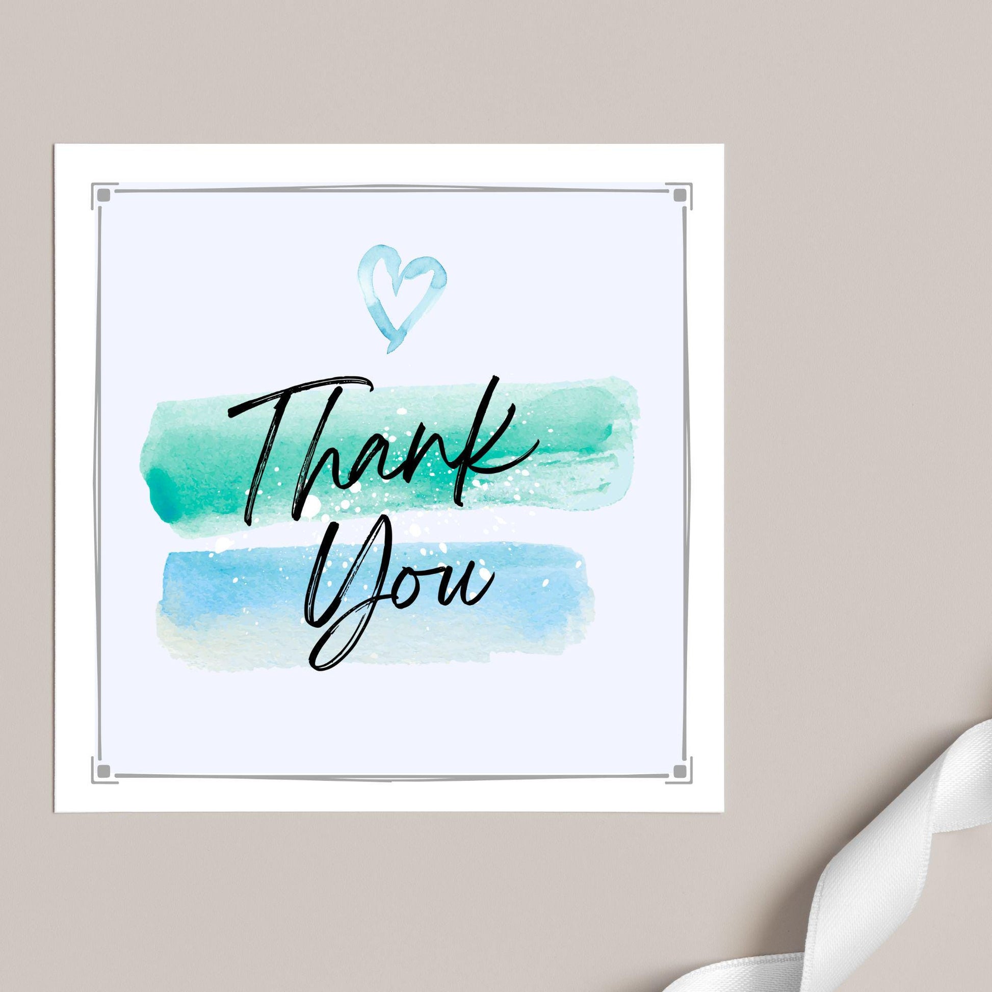 Thank You Card, Multiple Colour Options, Thanks card for Friend, Gratititude, Watercolour Design