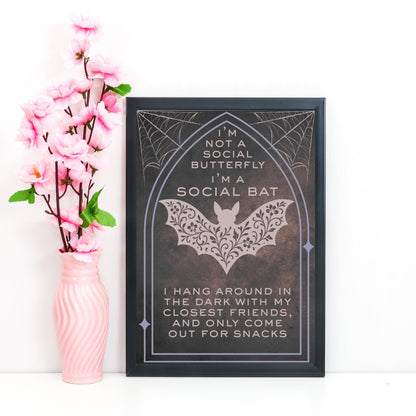Gothic Wall Art, Bat Poster, Quirky Home Decor, Wicca Poster Art, Gothic Print, Home Decor, Goth Gift For Friend