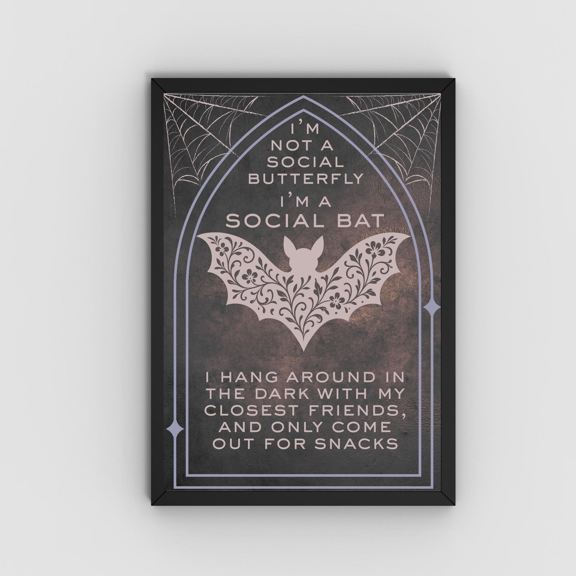 Gothic Wall Art, Bat Poster, Quirky Home Decor, Wicca Poster Art, Gothic Print, Home Decor, Goth Gift For Friend