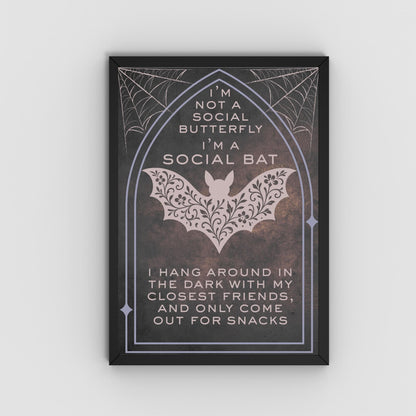Gothic Wall Art, Bat Poster, Quirky Home Decor, Wicca Poster Art, Gothic Print, Home Decor, Goth Gift For Friend