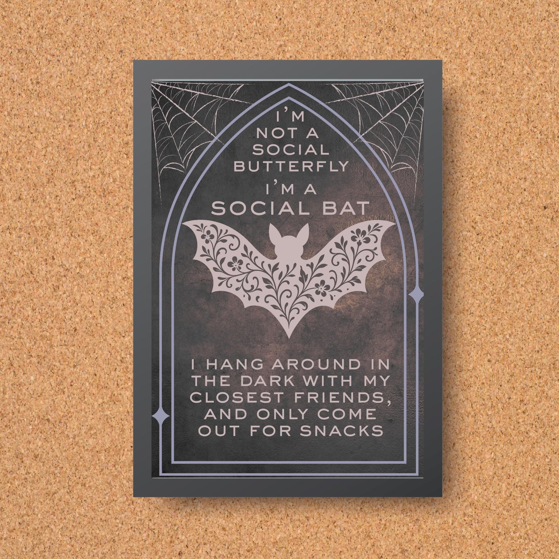Gothic Wall Art, Bat Poster, Quirky Home Decor, Wicca Poster Art, Gothic Print, Home Decor, Goth Gift For Friend