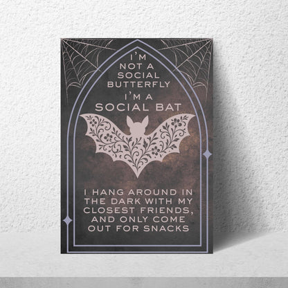 Gothic Wall Art, Bat Poster, Quirky Home Decor, Wicca Poster Art, Gothic Print, Home Decor, Goth Gift For Friend