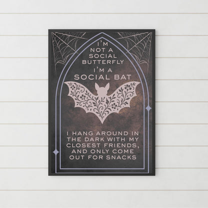 Gothic Wall Art, Bat Poster, Quirky Home Decor, Wicca Poster Art, Gothic Print, Home Decor, Goth Gift For Friend