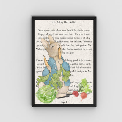 Peter Rabbit Inspired A4 Print, Book Art, Nursery Wall Decor, Literature Poster
