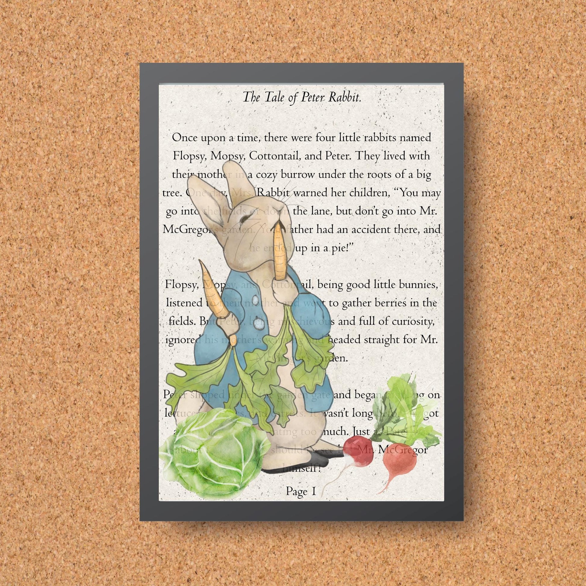 Peter Rabbit Inspired A4 Print, Book Art, Nursery Wall Decor, Literature Poster