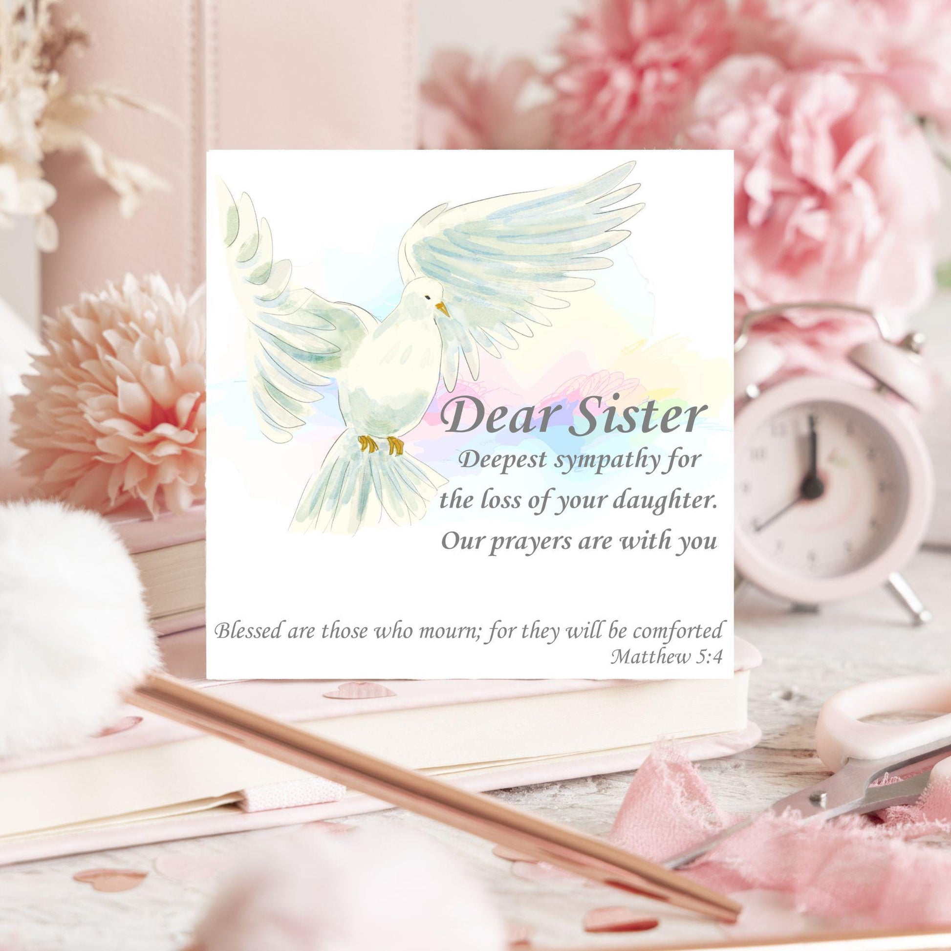 Personalised Sympathy Card, Card for Loss, Condolences Card, Sister, Brother, Friend, Sister-in-Law, Brother-in-Law, Prayer Bible Quote