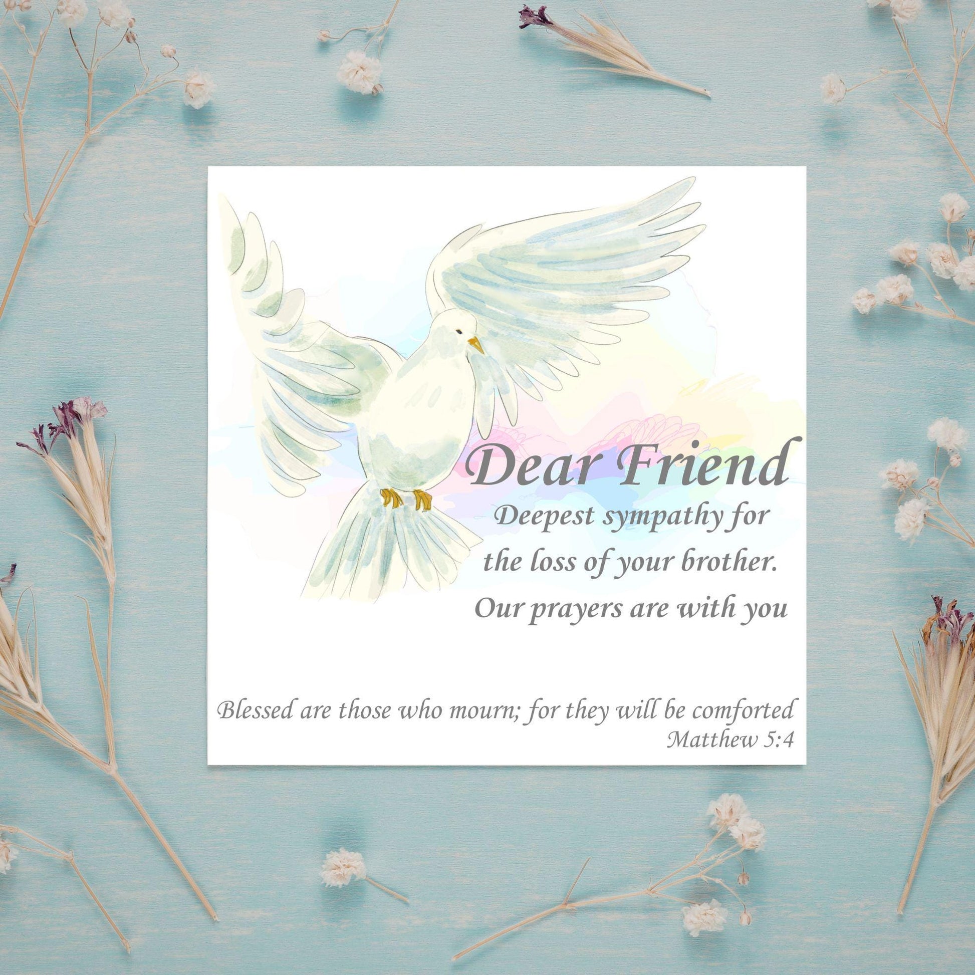 Personalised Sympathy Card, Card for Loss, Condolences Card, Sister, Brother, Friend, Sister-in-Law, Brother-in-Law, Prayer Bible Quote