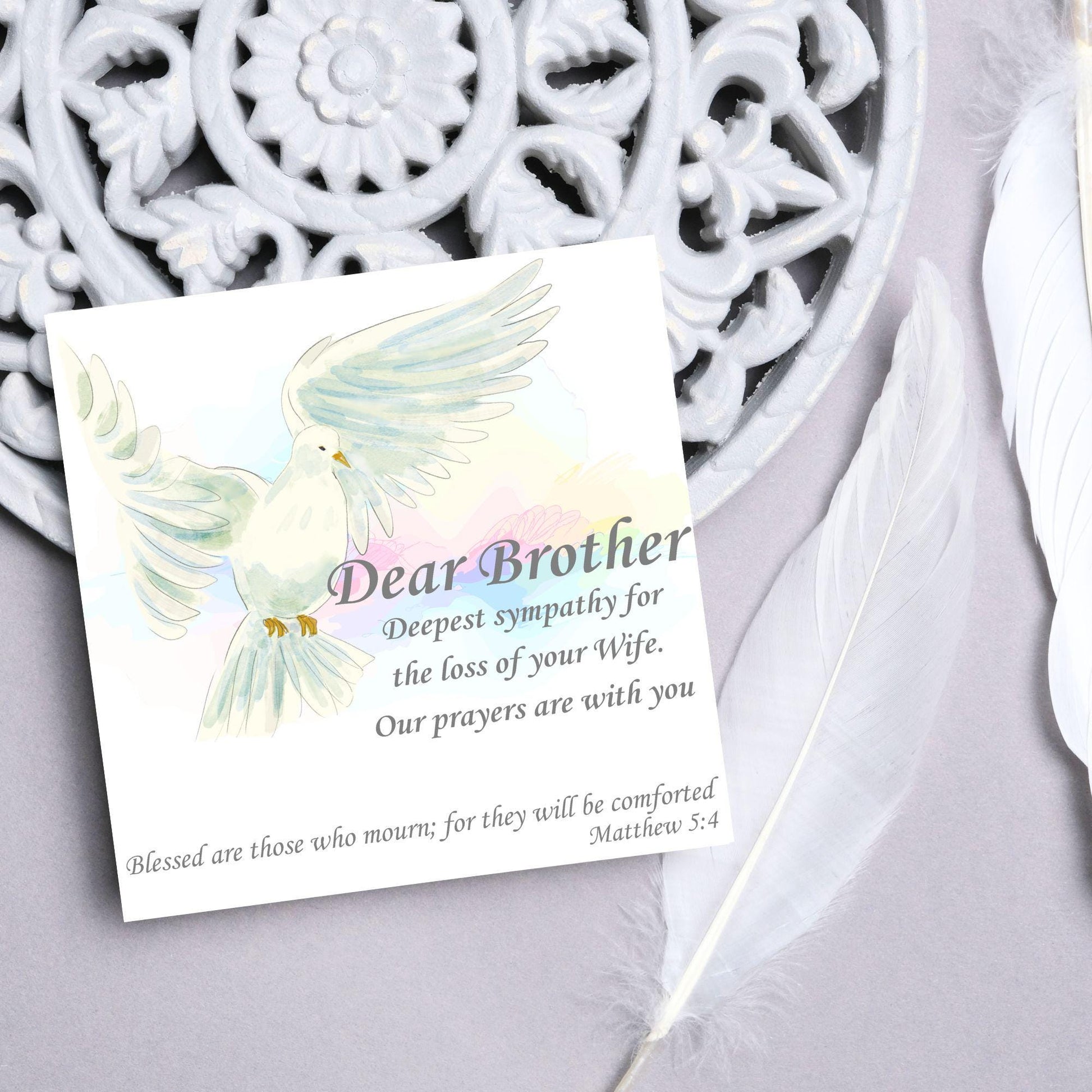 Personalised Sympathy Card, Card for Loss, Condolences Card, Sister, Brother, Friend, Sister-in-Law, Brother-in-Law, Prayer Bible Quote