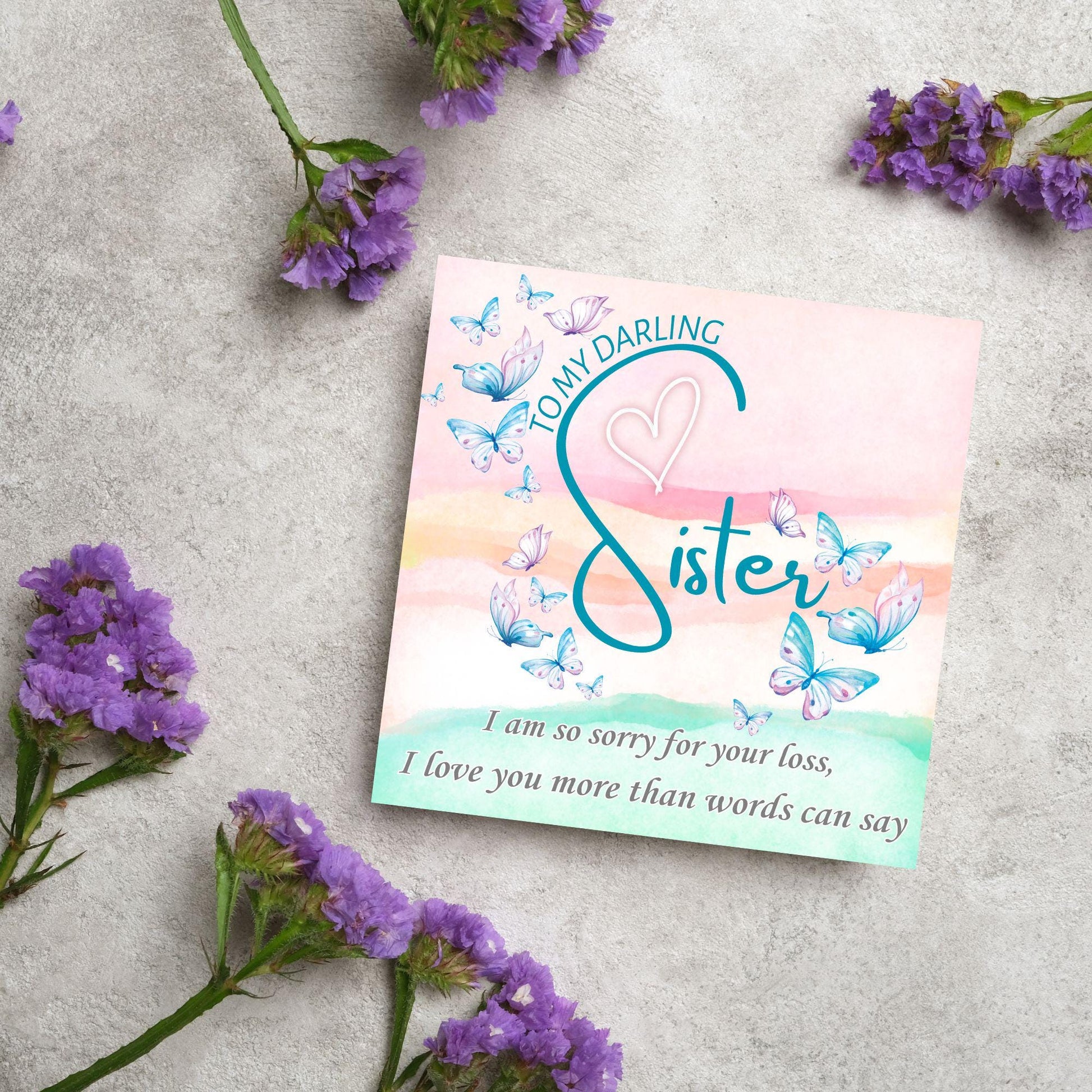 Sorry for Your Loss Card for Sister, Bereavement Card, Sympathy Card, Card for Loss, Rest in Peace, Funeral Card, Condolences Card