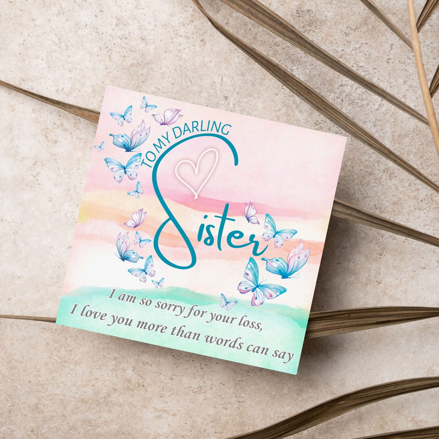 Sorry for Your Loss Card for Sister, Bereavement Card, Sympathy Card, Card for Loss, Rest in Peace, Funeral Card, Condolences Card