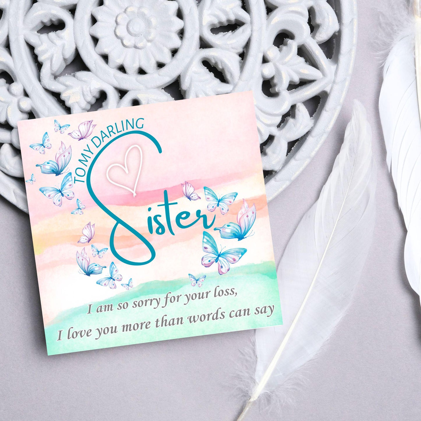 Sorry for Your Loss Card for Sister, Bereavement Card, Sympathy Card, Card for Loss, Rest in Peace, Funeral Card, Condolences Card
